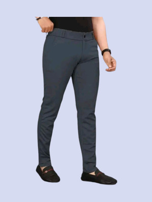 CIVIRASTTYLE Slim Fit Men Grey Trousers