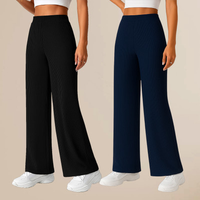 METRONAUT Comfort Fit Women Black, Blue Trousers