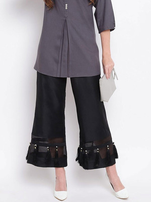 Slurry Flared Women Black Trousers