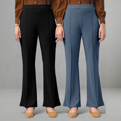 Anitafashion Loose Fit Women Black, Grey Trousers