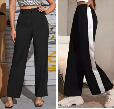 GREEN-SHADE Regular Fit Women Black Trousers