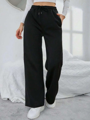 triraj Loose Fit, Straight Fit Women Black Trousers