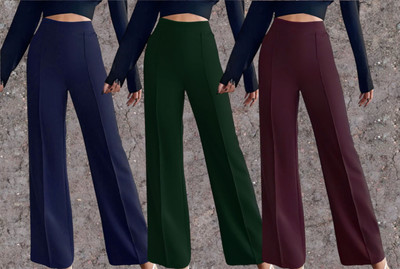 Parona Regular Fit Women Blue, Green, Maroon Trousers