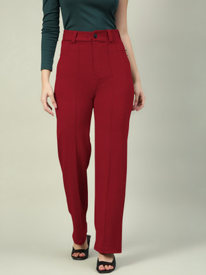 Maheshvi Regular Fit Women Maroon Trousers