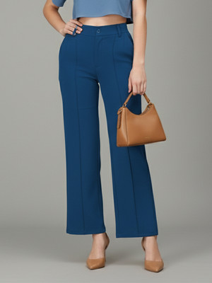 Moda Rapido Straight Fit Women Blue Trousers