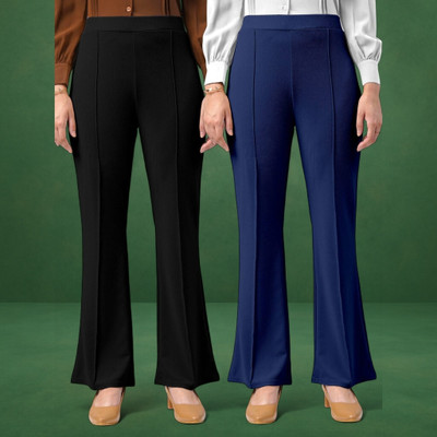 Anitafashion Loose Fit Women Black, Dark Blue Trousers