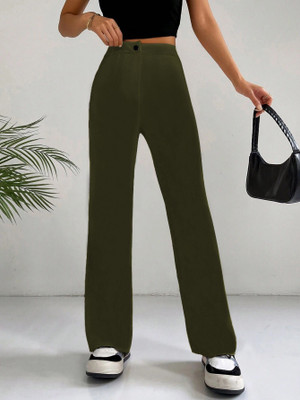 Toochki Straight Fit Women Green Trousers