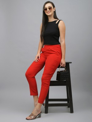 METRONAUT Regular Fit Women Cotton Blend Red Trousers