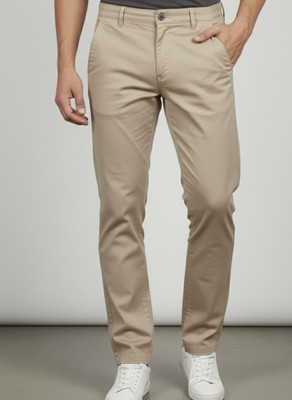 GIC Slim Fit Men Beige Trousers