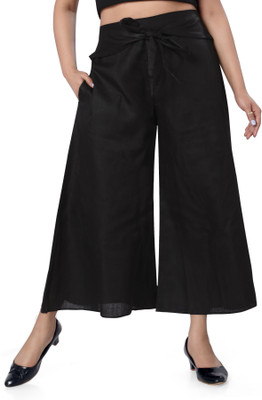 Rautelas Co Flared Women Black Trousers