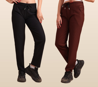 GIBBONTE Self Design Women Black, Brown Track Pants