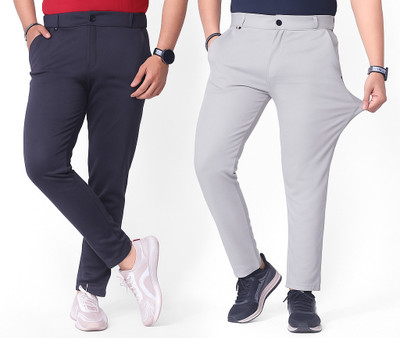NFTRENDLYY Regular Fit Men Grey, Black Trousers