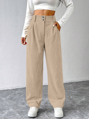 Rajovati Loose Fit Women Gold Trousers
