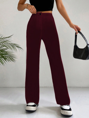 Toochki Straight Fit Women Purple Trousers