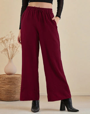 Selvia Comfort Fit Women Maroon Trousers
