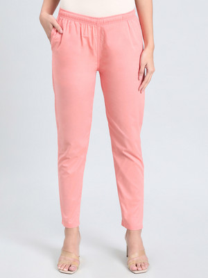 GO COLORS Straight Fit Women Pink Trousers