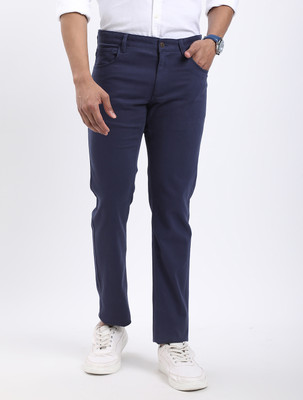 INDIAN TERRAIN Slim Fit Men Dark Blue Trousers