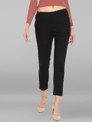 Janasya Regular Fit Women Black Trousers