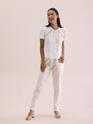 GO COLORS Tapered Women White Trousers