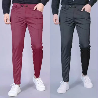 Achalnath Enterprises Regular Fit Men Black, Pink Trousers