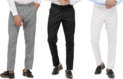 LAHSUAK Regular Fit Men Grey, Black, White Trousers