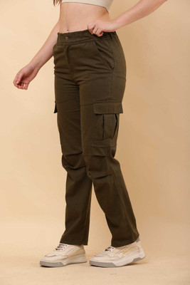 HR FASHION Regular Fit Women Dark Green Trousers
