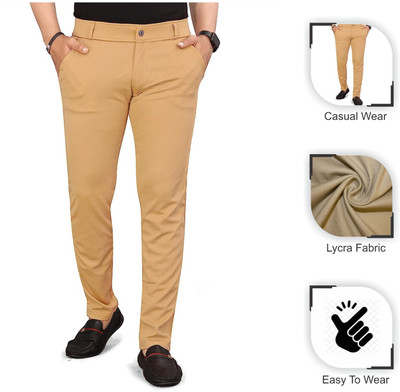 DARSHAN CREATION Slim Fit Men Gold Trousers
