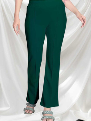 Levony Regular Fit Women Dark Green Trousers