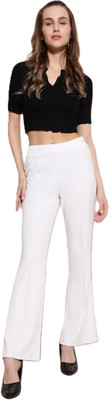 HouseOfCommon Slim Fit Women White Trousers