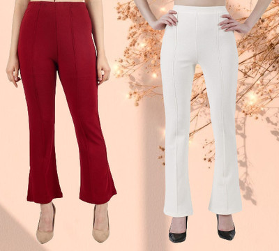 GLAMHOOD Regular Fit Girls Maroon Trousers