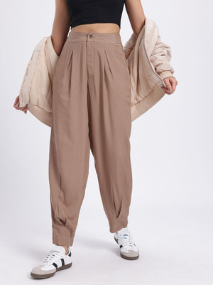 Glitchez Relaxed Women Brown Trousers