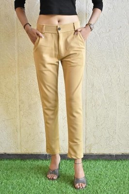 SHOBHANAM Slim Fit Women Beige Trousers