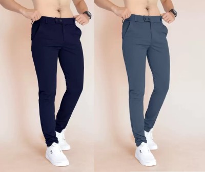 PUME Slim Fit Men Black, Grey Trousers