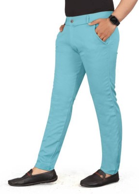 TopQore Slim Fit Men Light Blue Trousers