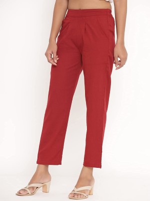 Rocksy Slim Fit Women Red Trousers