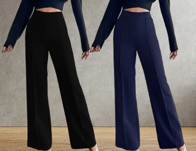 Kintu Parantu Regular Fit Women Black, Blue Trousers