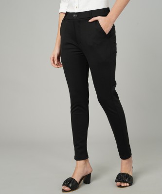 fithub Slim Fit Women Black Trousers