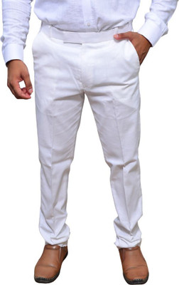 RAJNETASHIRTS Straight Fit Men White Trousers