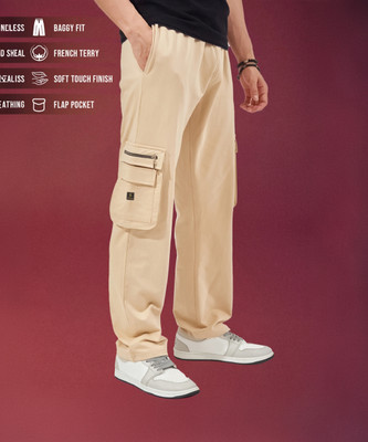 MANIAC Oversized Relaxed Men Beige Trousers