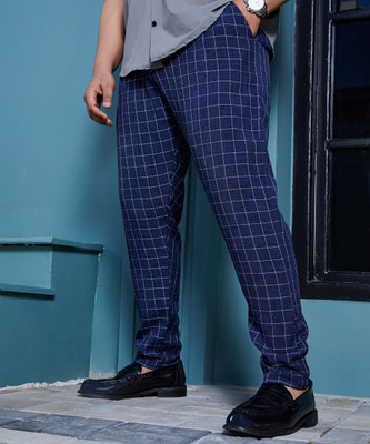 Instafab Plus Regular Fit Men Blue Trousers