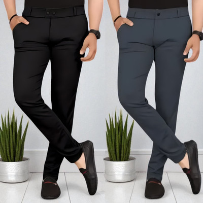 ALPHALEGS Regular Fit Men Black, Silver Trousers