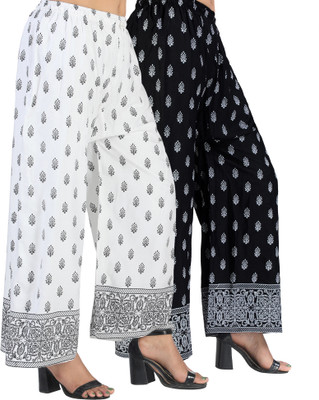 4K FASHION Relaxed Women White, Black Trousers