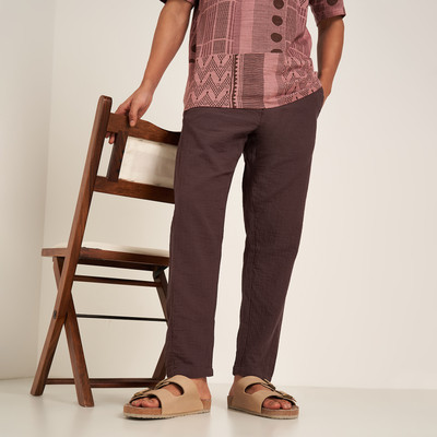7 Alt by Pantaloons Comfort Fit Men Brown Trousers