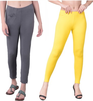 Comfort Lady Relaxed Women Grey, Yellow Trousers