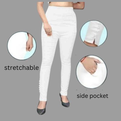 GOODZHUB Slim Fit Women White, White Trousers