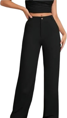 ruhasti Loose Fit Women Black Trousers