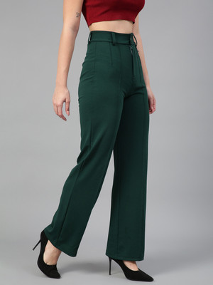 NAVYANKAA Regular Fit Women Dark Green Trousers