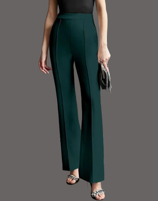 HouseOfCommon Regular Fit Women Dark Green Trousers