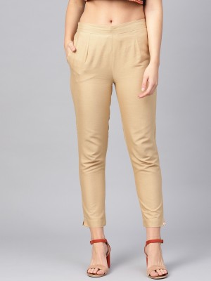 Juniper Slim Fit Women Gold Trousers