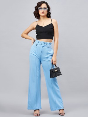ORCHID HUES Flared Women Blue Trousers